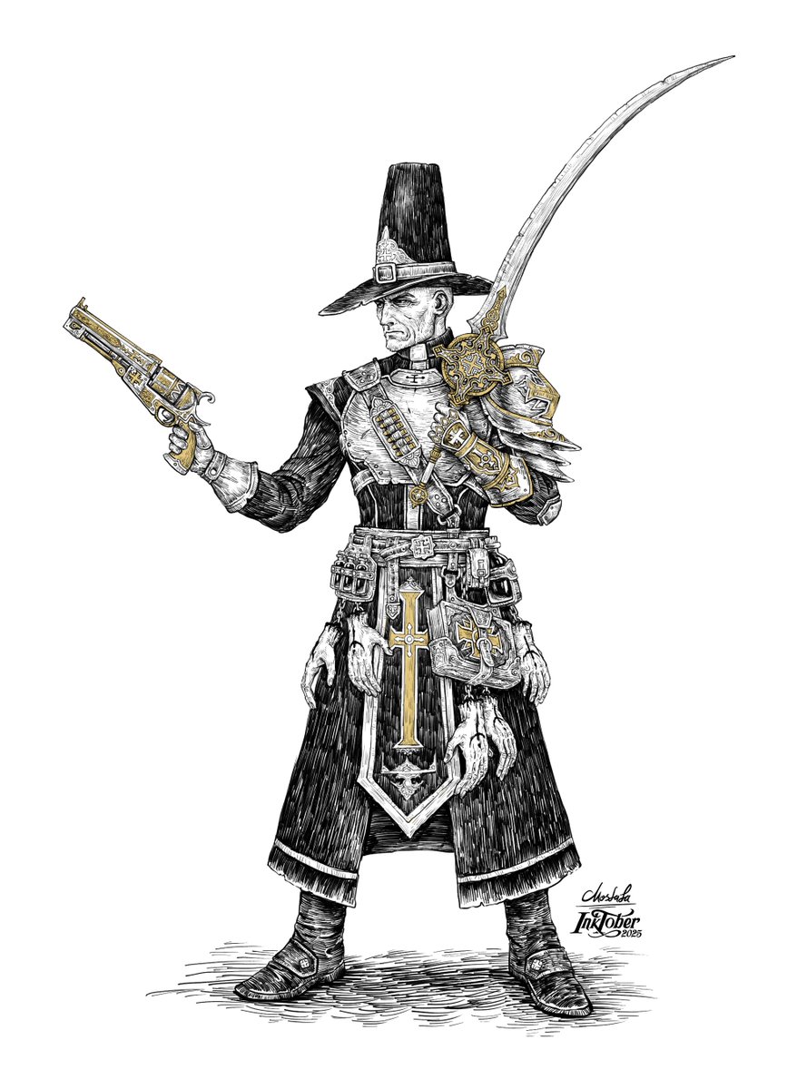 Inktober - Day 17 - Ornate
#inktober2025 #characterdesign  #revolver  #vampirehunter