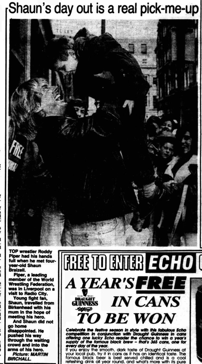LeeHerbertWrites (@leeherbertwords) on Twitter photo Roddy Piper pictured in the Liverpool Echo in November ‘92. Roddy Piper pictured in the Liverpool Echo in November ‘92.