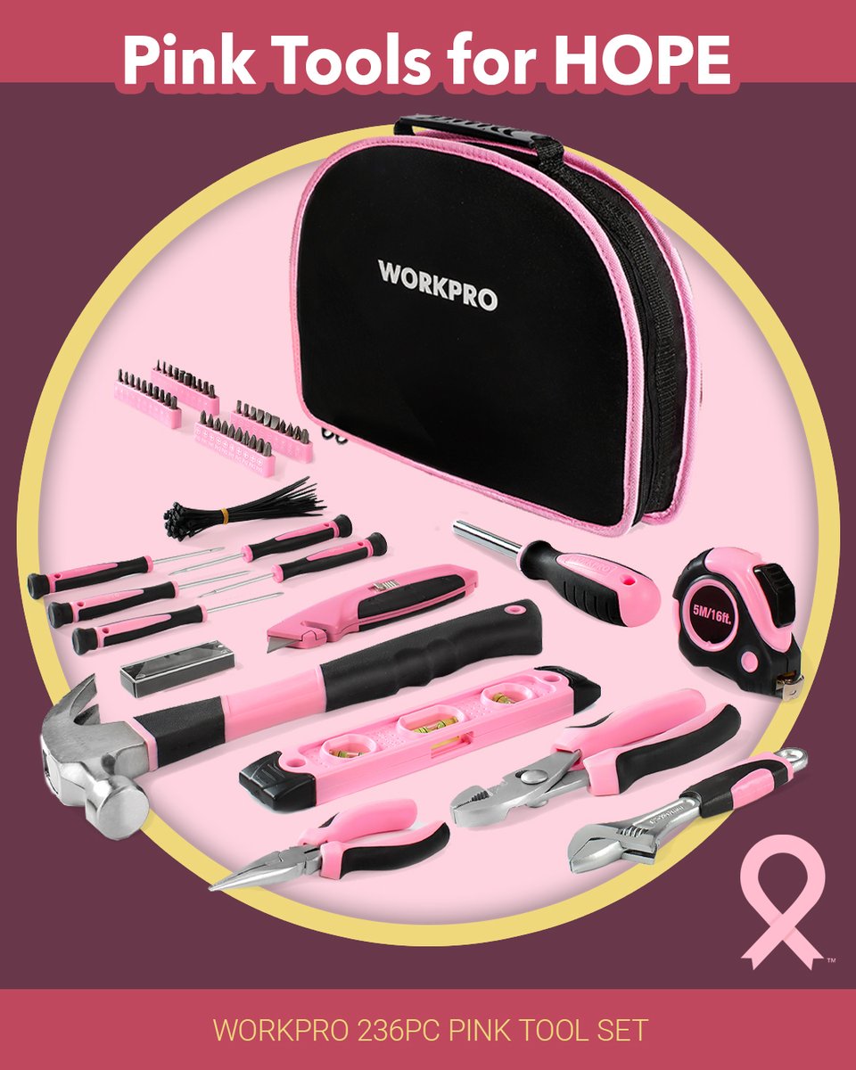 workpro_tools's tweet image. 💗 Supporting @nbcf has never looked so good! 💗 Snag this pink 236pc pink tool set and make a difference with every DIY! workprotools.store/pages/workpro-…
💗 #workprotools #breastcancerawarenessmonth #breastcancerawarenessmonth #bcam2025 #pinktoolsforhope #pinktoolsrule