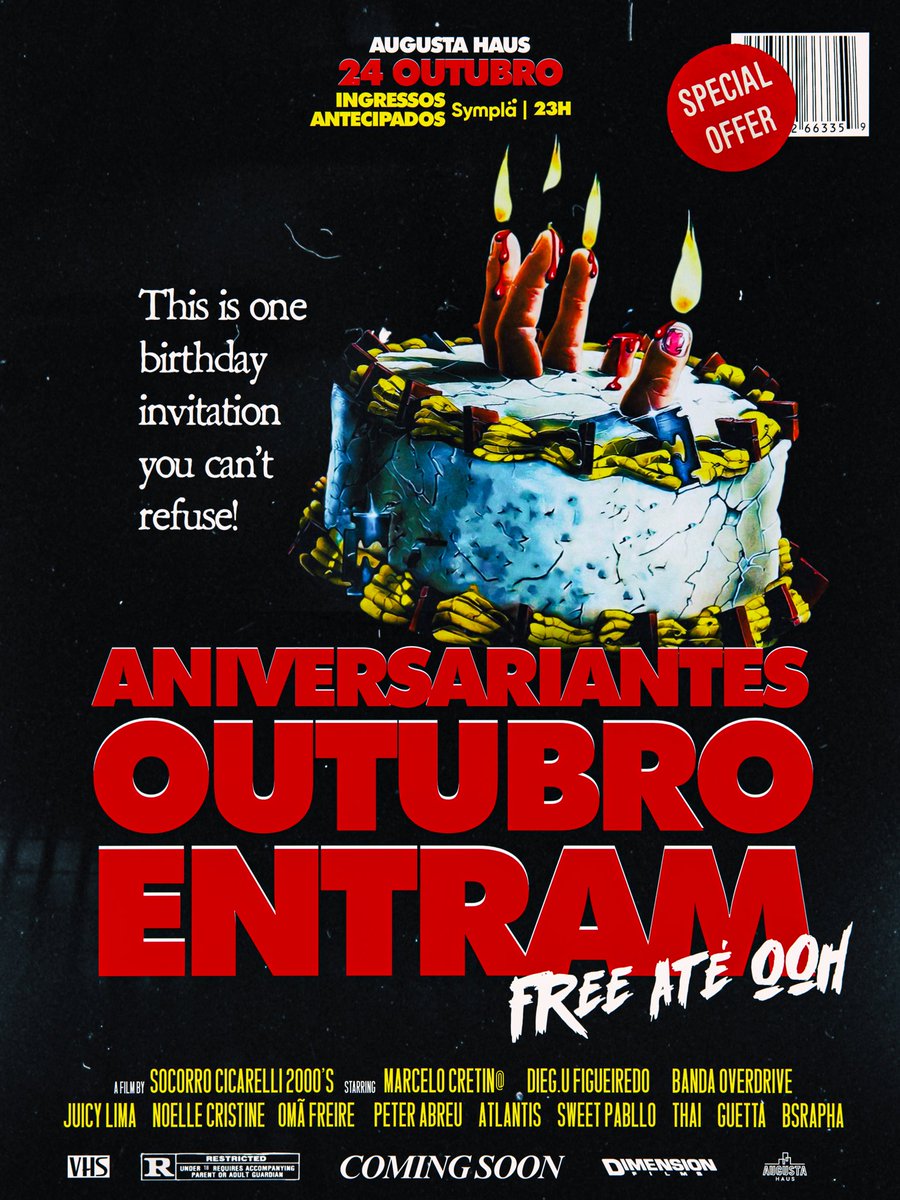SCicarelli's tweet photo. Que tal comemorar seu aniversário na edição de Halloween VHS Vol. 3 da Sc? 🎈👻

Aniversariantes de Outubro entram FREE na Pista (Até 00h) mediante apresentação de um documento oficial com foto.

🎫: https://t.co/u9YyR9Fm4Z https://t.co/xBjFQINh77