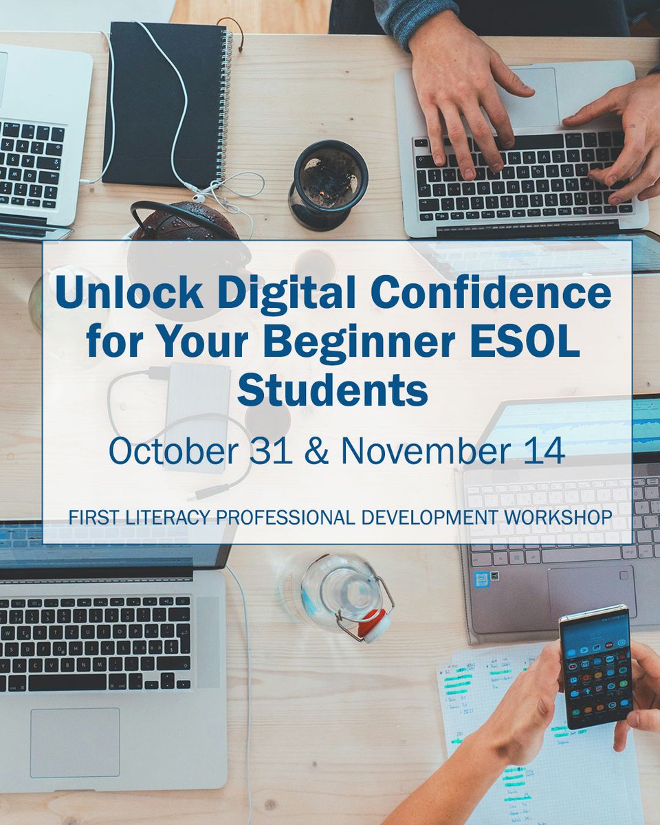 Learn how to help low-level English learners navigate our tech-driven world w/out overwhelm. This workshop is free to staff of all Massachusetts non-profit ABE &amp; ESOL Programs. Only a few spots are left! Register here: buff.ly/fjF1rKB #professinaldevelopment #educators