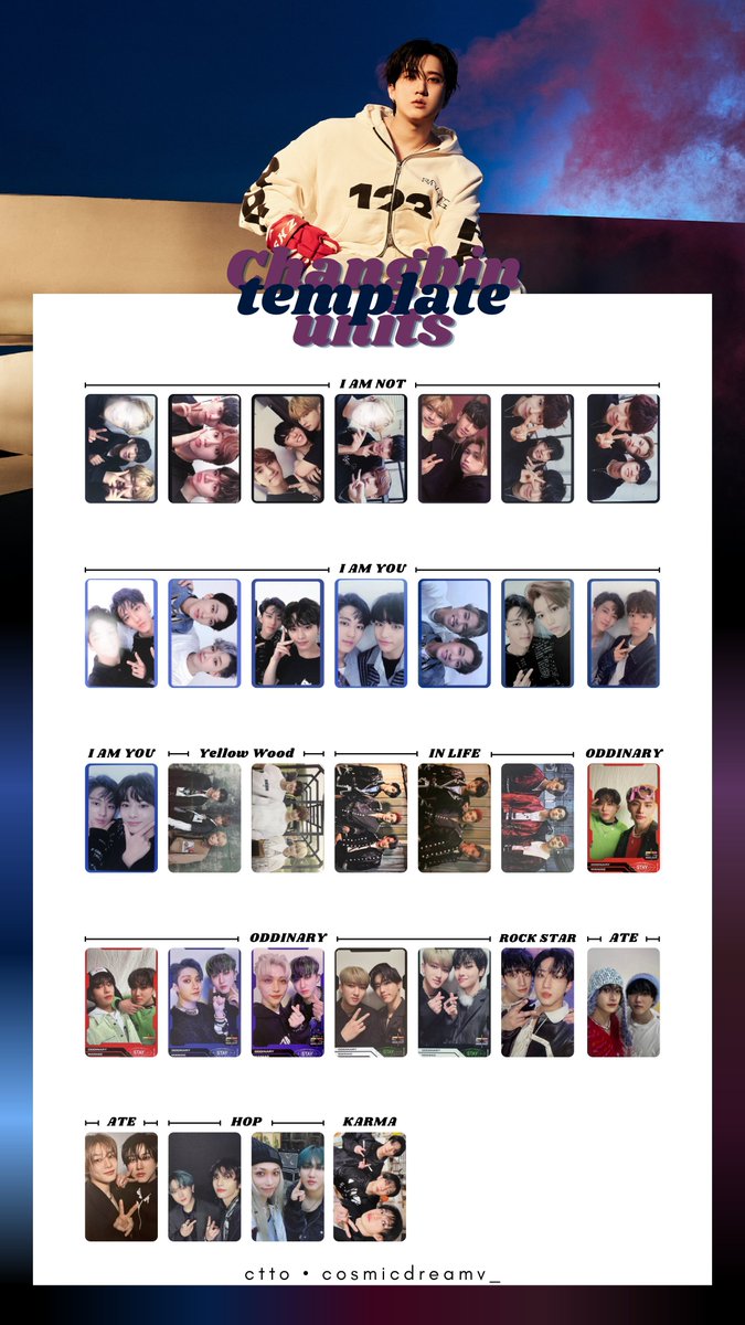 cosmicdreamv_'s tweet photo. Stray Kids UNITS wishlist | template album photocards    

Updated to Karma V.2

HD🔗https://t.co/FaredlVM2R 

Bangchan Lee Know Changbin Hyunjin

#StrayKids #StrayKidsComeback #BangChan #LeeKnow #Changbin #Hyunjin https://t.co/PsXwCNp1Zd