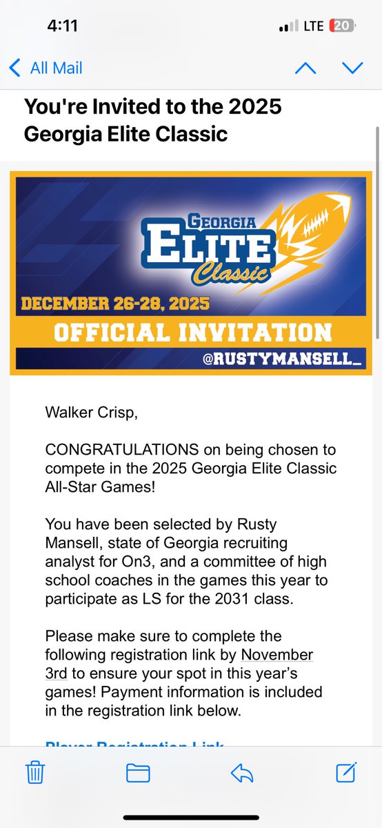 Walkerlongsnap's tweet photo. Extremely blessed and excited to be selected to be the Long Snapper for 7th grade. I can’t wait to be a part of this great tradition! ⁦@RustyMansell_⁩ ⁦@GAEliteClassic⁩ ⁦@scoreatlanta⁩ ⁦@TheChrisRubio⁩ ⁦@NPHSRecruiting⁩ ⁦@KohlsSnapping⁩ https://t.co/5hu7H1ef5I