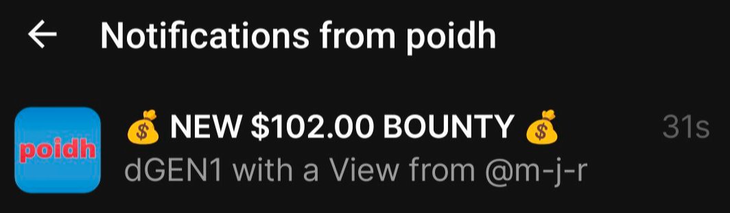 The name of the game is DISTRIBUTION 👀 👀 👀

As of today, when you create any $100+ bounty, all poidh <a href="/farcaster_xyz/">Farcaster</a> mini app users will automatically be notified.

Crypto marketers, take note!