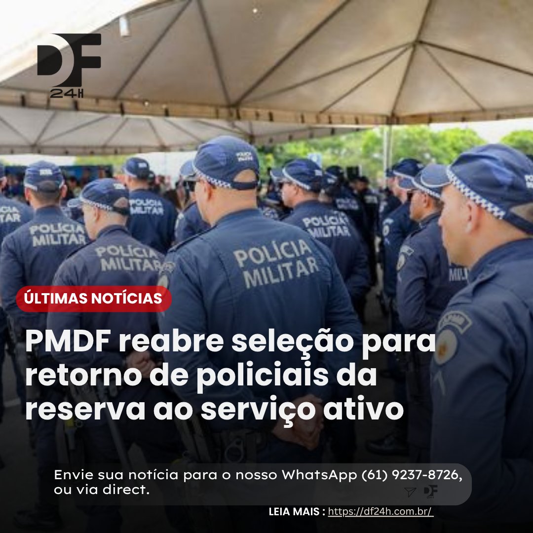 PortalDf24hs's tweet image. PMDF abre seleção para policiais da reserva voltarem ao serviço ativo. Experiência e compromisso reforçam a segurança do DF. 🚔💪 #PMDF #Segurança