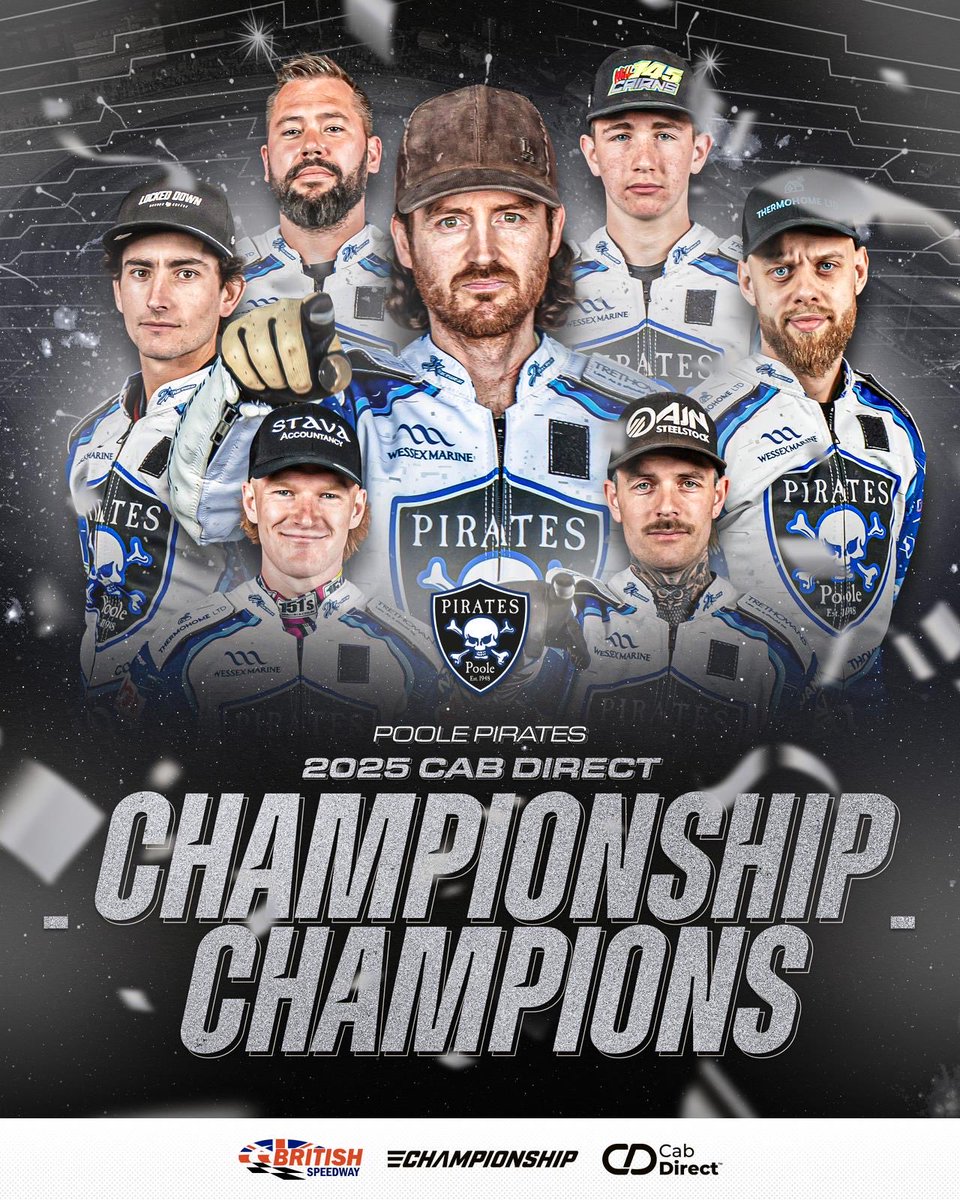 🏆✨

𝗦𝗲𝗿𝗶𝗮𝗹 𝘄𝗶𝗻𝗻𝗲𝗿𝘀 🥇

<a href="/poolespeedway/">Poole Pirates Speedway</a> are your 2025 Cab Direct Championship Champions ☠️

The Pirates retain their title - a fourth league crown in five years 🔥

#️⃣ #britishspeedway🇬🇧