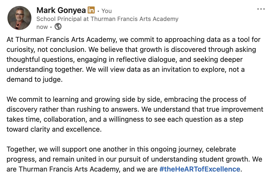 DrMarkJGonyea's tweet image. Collective Commitments #successfulTeams #teamwork #datadriveninstruction #growTogether
