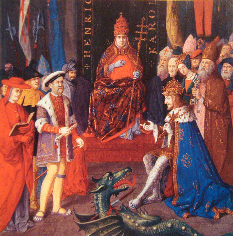 Henry VIII with the pope Leo X and Emperor Charles V