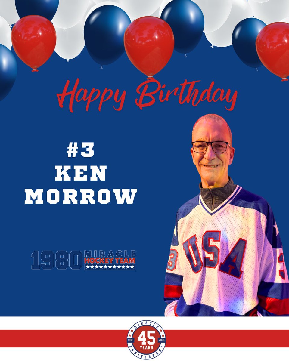 1980MiracleTeam's tweet photo. Join us in wishing our teammate #3 Ken Morrow a Happy 69th Birthday today!

#45 YearsLater: After the #80Games, Ken joined the @nyislanders. He is the first player to have won an Olympic gold medal &amp; @stanleycup in the same year! He went on to win 4️⃣ straight @stanleycups! 😲 https://t.co/5wVC47tPyW