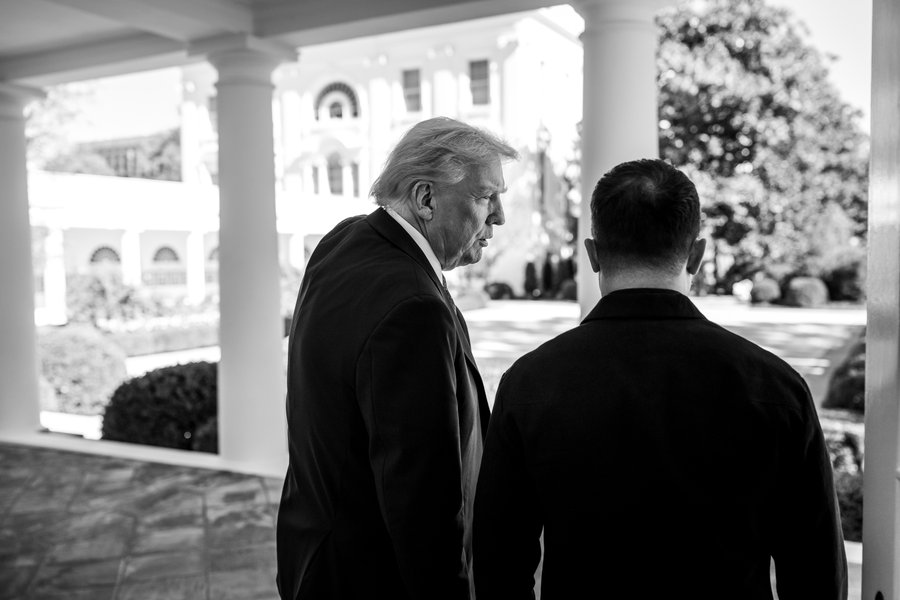 The White House released a photo from Trump's meeting with Zelensky, accompanied by the following quote:

"We're not losing people, we're not spending money, we're getting paid for the ammunition and missiles... we've made a very good deal with NATO... that's not what we're in