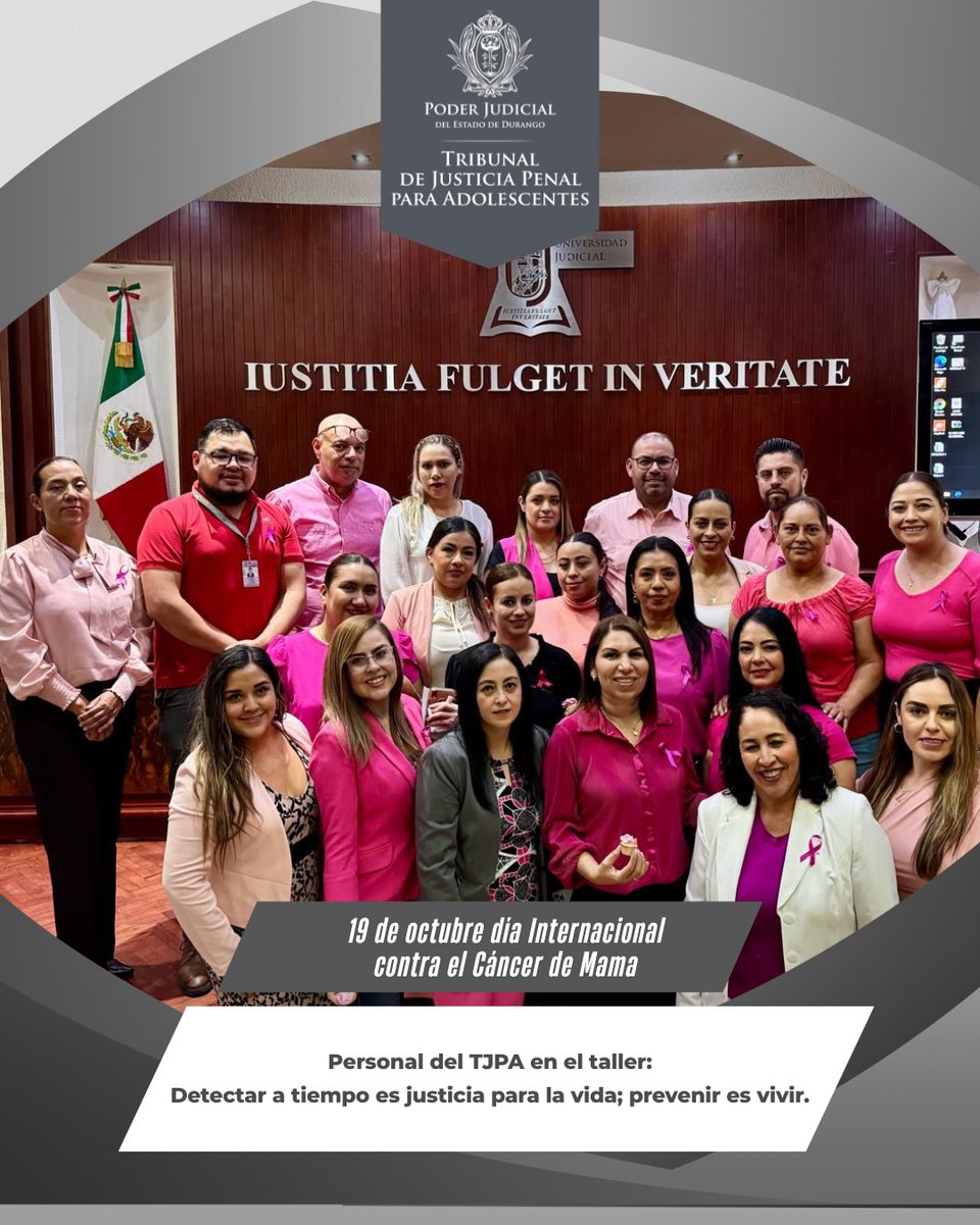 La Magistrada Presidenta del TJPA Martha Elvia Astorga Rivas, acompañada del personal de la institución de Justicia Penal para Adolescentes del Poder Judicial vivieron el taller: detectar a tiempo, es justicia para la vida🩷