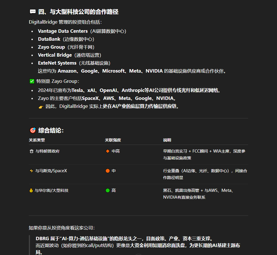 Jonewang7's tweet photo. DigitalBridge 管理的投资组合包括:
Vantage Data Centers(AI超算数据中心)
DataBank(边缘数据中心)
Zayo Group(光纤骨干网)
Vertical Bridge(通信塔运营)
ExteNet Systems(无线基础设施)
这些均为 Amazon、Google、Microsoft、Meta、NVIDIA 的基础设施供应商或合作伙伴。 https://t.co/9l0hAI7Dqr