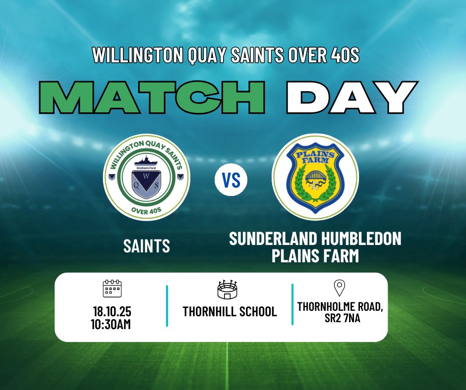 Match Day 12: 

Another tricky away fixture tomorrow as we nip over the water to face former Div 2 rivals Sunderland Plains Farm. Last seasons meetings were tight and great games for the neutral, hopefully we can get back to winning ways.
#UpTheSaints 
⚪🟢⚪🟢