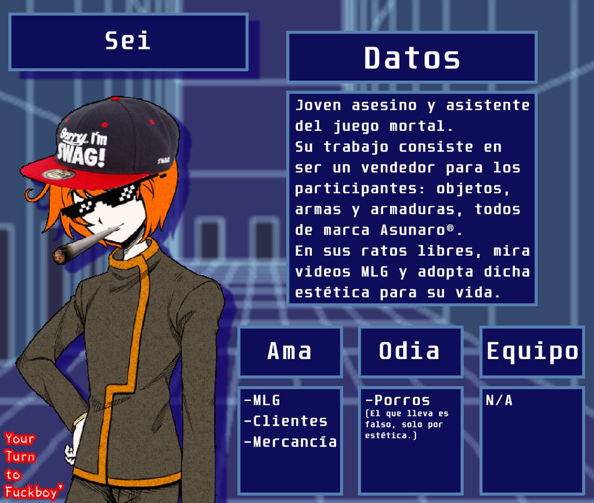 ListoParaSara's tweet photo. [ENG]
Character introduction 3 - Sei
Don't ask for his last name!

[ESP]
Presentación de personaje 3 - Sei
¡No pregunten por su apellido! https://t.co/piiUYzhYTc