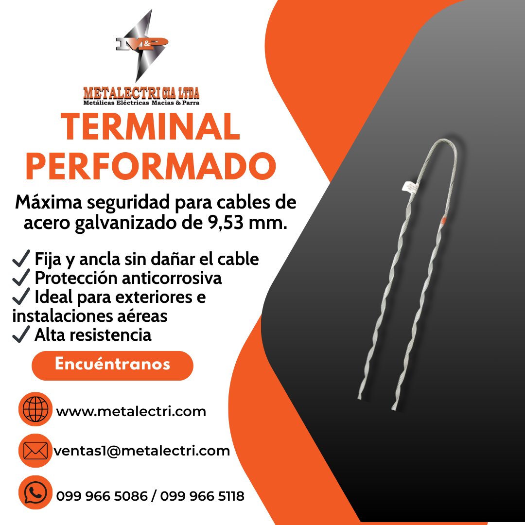 metalectri's tweet photo. 📷 Terminal Perforado Metalelectri
¡La solución que garantiza seguridad y resistencia para tus instalaciones!
📷 Máxima sujeción sin dañar el cable
📷 Protección anticorrosiva
📷 Ideal para exteriores e instalaciones aéreas
📷 Diseñado para cables de acero galvanizado de 9,53 mm https://t.co/LHXAGUQFJK