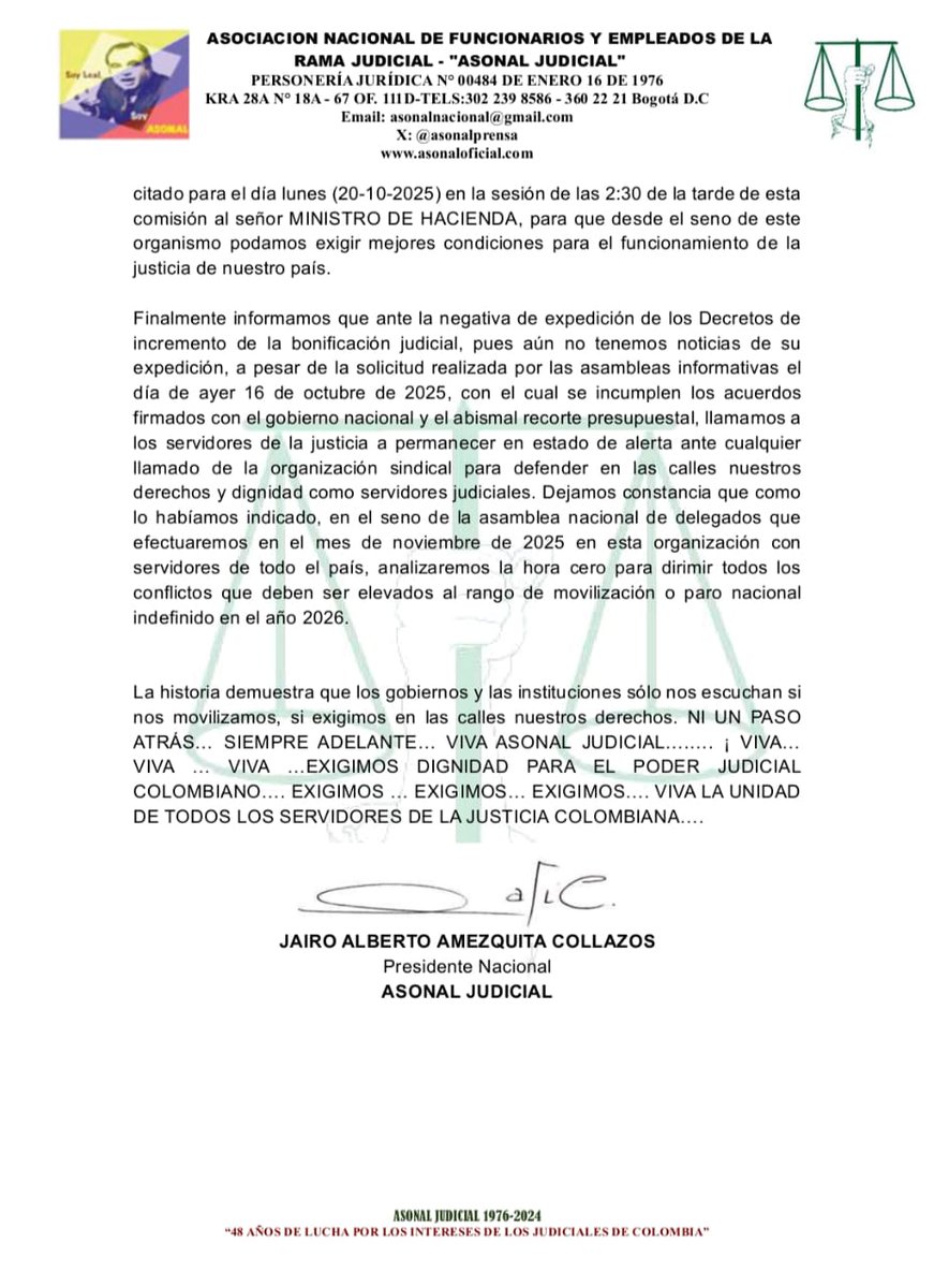 Balance Jornada Nacional de Asambleas Informativas del 16 de octubre de 2025.