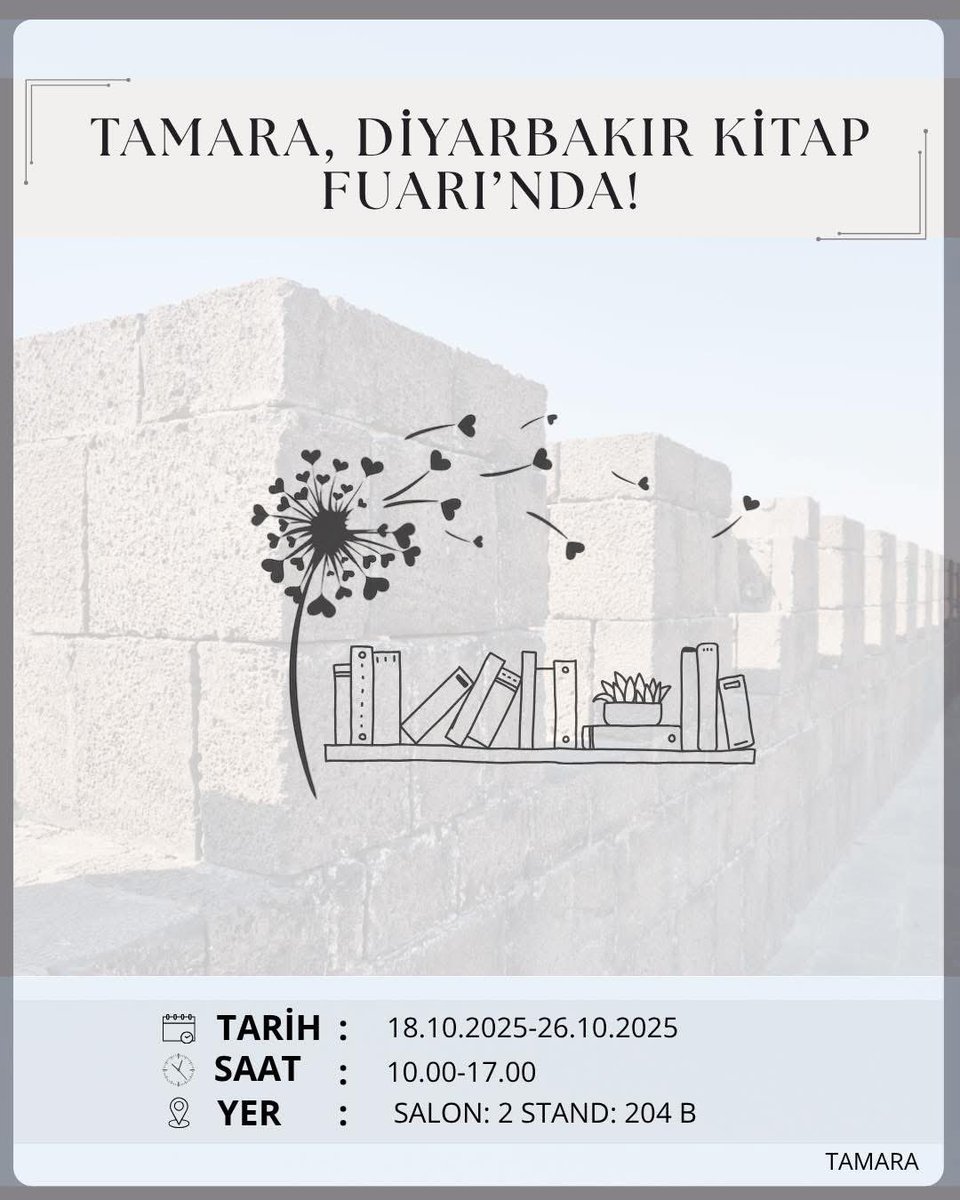 aryanmem1's tweet photo. 📚 18–26 Ekim Amed Kitap Fuarı
📖 “Oda Yüz On Üç”
📍 Salon 2, 
   204B numaralı standda buluşalım!

#AmedKitapFuarı #Amed
#DiyarbakırKitapFuarı
#OdaYüzOnÜç
#MemAryan https://t.co/vpfmnxZAge
