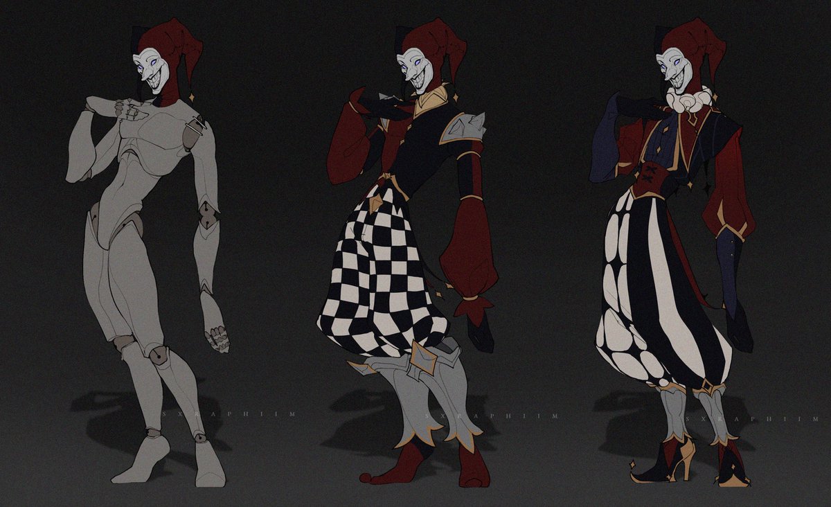 Sxraphiim_'s tweet photo. this is still a work in progress but I wanted to jot down how Shaco’s body looks and make an actual outfit for him so. if it sucks so far . let me live in blissful ignorance https://t.co/2EY2KW10Fi