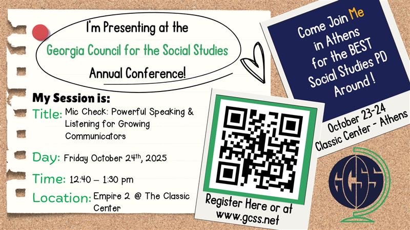 🎤 check! So incredibly proud and excited for Ms. Aguilar &amp; Ms. Stueck! They’ll be representing <a href="/FairOaksEagles/">Fair Oaks Elementary School 🦅</a> at the <a href="/GASocStudies/">GA Council for SS</a> Annual Conference next week! 

If you’re going to the conference, you don’t want to miss their session! <a href="/CobbSocStudies/">Cobb Social Studies</a> 
#youmakeusshine☀️