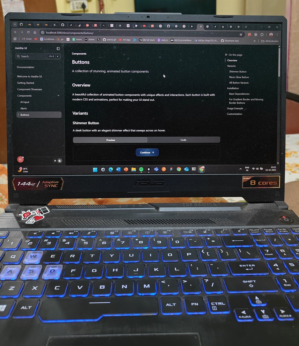 Arnab_devops's tweet image. One midnight thought: let’s make another UI library — obviously inspired by @mannupaaji.  Oh wait, I’m already halfway there. Aesthe UI coming soon ✨