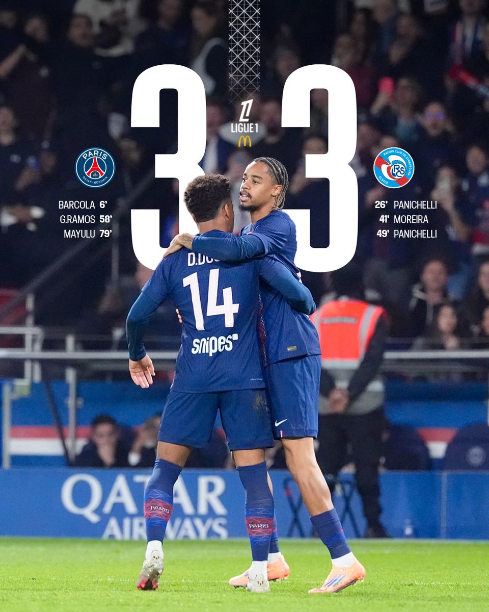 Paris Saint-Germain (@psg_inside) on Twitter photo 👉 Un match nul pour ce retour au Parc des Princes 
#PSGRCSA (3-3) | #Ligue1 👉 Un match nul pour ce retour au Parc des Princes 
#PSGRCSA (3-3) | #Ligue1