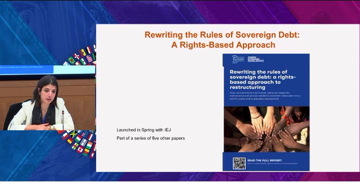 MenaFem's tweet image. Debt restructuring is not a technical exercise; it’s a human rights imperative. When revenues go to creditors instead of schools and hospitals, rights are being violated. Mahienour Badrawi @ESCRNet @IMFNews #IMFMeetings #DefendHumanRights #CancelTheDebt