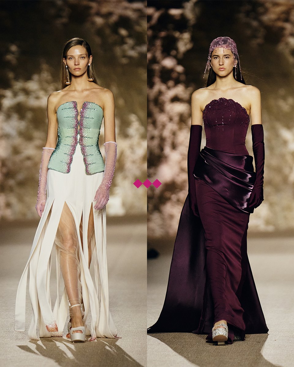 tha_azyaa's tweet image. تقدم المصممة وعد العقيلي مجموعتها “يامال”، المستوحاة من إرث الغوص السعودي، حيث استلهمت من عالم البحر وأغاني النهّامة وعباءة “أم السمكة” بانسيابتها التي تعكس حركة الموج
#أسبوع_الأزياء_في_الرياض 
@waadaloqaili