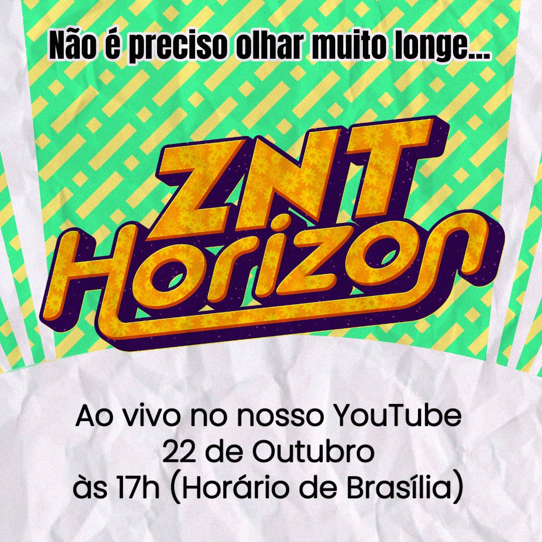 Preparamos uma tarde cheia de surpresas, a primeira edição do ZNT Horizon, nossa apresentação de jogos, chega em breve! Marque a data: 22/10, às 17h! (Horário de Brasília)

- Trailers
- Novidades
- Convidados Especiais
e mais...