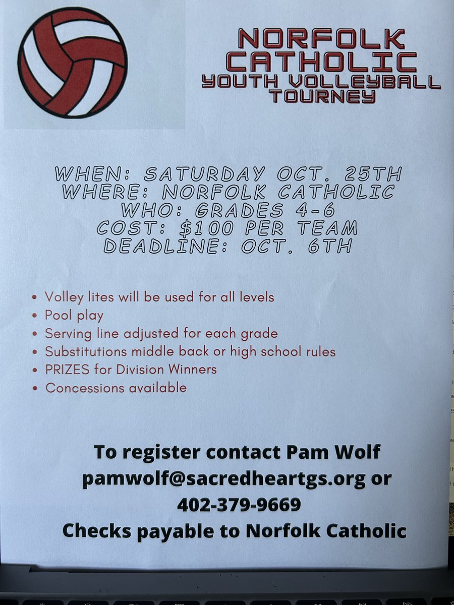 Norfolk Catholic Youth Tourney has an opening in 4th and 5th grade! If you would like to play in a tourney next Saturday please let us know! #nebpreps
