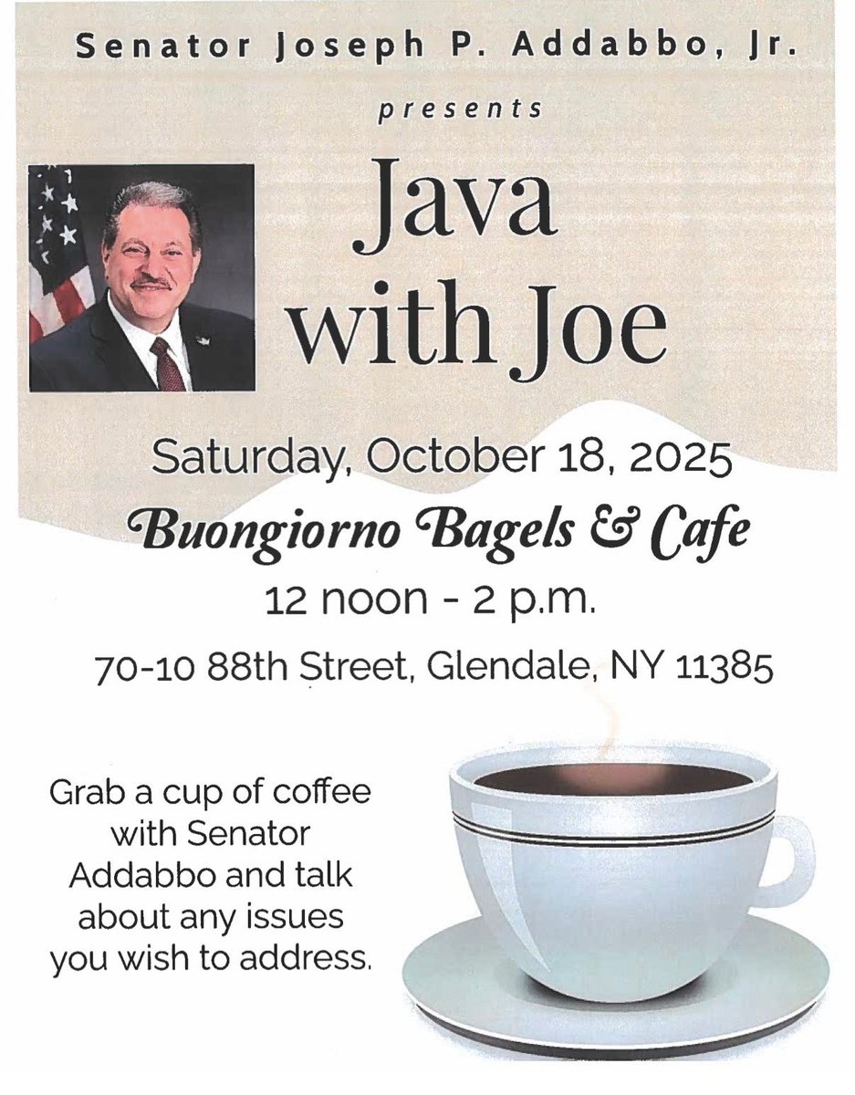 ‘JAVA WITH JOE’ EVENT TOMORROW AT BUONGIORNO CAFE IN GLENDALE