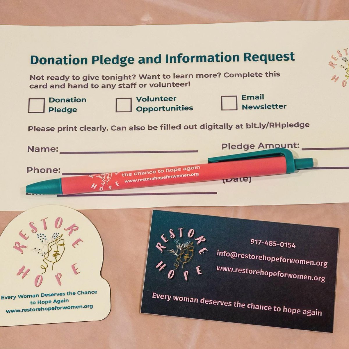 restorehopeinc's tweet photo. A big thank you to @4imprint for awarding us the One by One grant, which has supplied us with much needed pens and magnets for trivia night and beyond! https://t.co/VmBKtXBOKN
