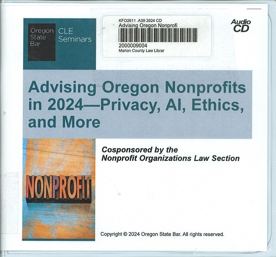 MCLawLibrary's tweet image. This just in! Credit CLE “Advising Oregon Nonprofits in 2024 -- Privacy, AI, Ethics, and More.” Come on in and check it out!

Provides 5 General CLE credits and 1 Ethics credit.

Thank you for following Marion County Law Library.
