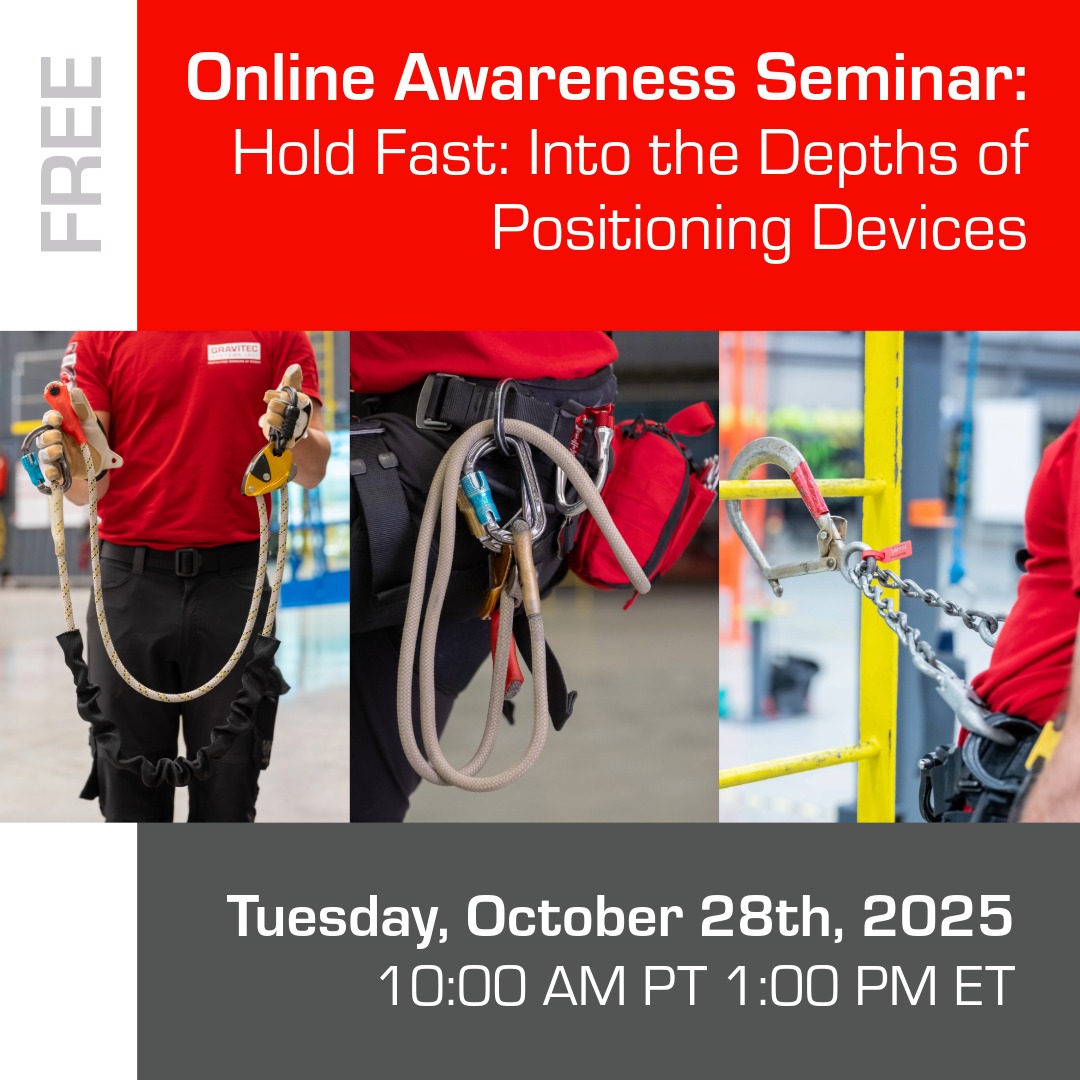 GravitecSystems's tweet image. FREE Online Awareness Seminar: Hold Fast – Into the Depths of Positioning Devices
📅 Date: Tuesday, October 28, 2025
⏰ Time: 10:00 AM PT | 1:00 PM ET
📍 Live Online Seminar
Sign Up Now: gravitecu.myabsorb.com/?KeyName=HoldF…
🔑Key Code: HoldFast
#FallProtection #WorkPositioners