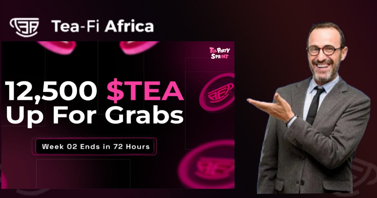 12,500 $TEA up for grabs in Week 02 of the TEA Party Sprint!

⛽️ Use the Easy-Gas feature
🪜 Climb up the Leaderboard
☕️ 72H Remain - tea-fi.com/tea-fi-airdrop/

Let the best brew win!