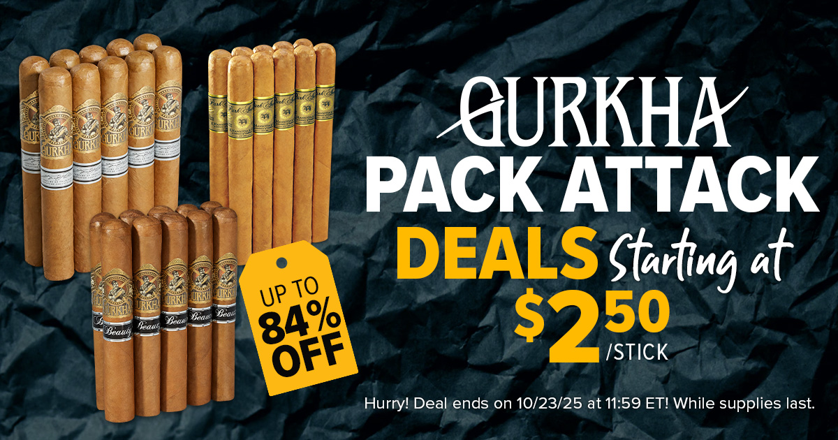 Gurkha Pack Attack is back! Save up to 84%—select 10-packs start at just $2.50 a stick! 🔥 Stock up on favorites like Beauty, Beast, Symphony &amp; more. This deal won't last long—ends 10/23/25 at 11:59pm ET!
bit.ly/4mX0dBu