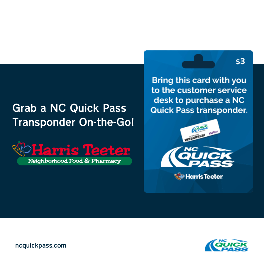 NC_QuickPass's tweet photo. Weekend getaway plans? Grab a #NCQuickPass #TransponderOnTheGo at your local Harris Teeter! β
Activate it and start saving 50% on tolls today.
π Learn more: https://t.co/EOBAkjlW4S
#TollSavings #TravelSmart https://t.co/dqRiUismp4