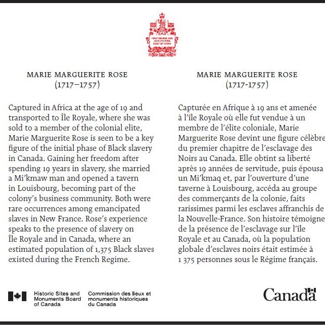 dcb_dbc's tweet image. #WomensHistoryMonth Marguerite (d. 1757) was an enslaved woman, mother, domestic, and entrepreneur. She obtained her freedom sometime before her wedding in 1755, one of only three enslaved women to be manumitted in Île Royale. biographi.ca/en/bio/marguer… @WAGE_FEGC @ParksCanada_NS