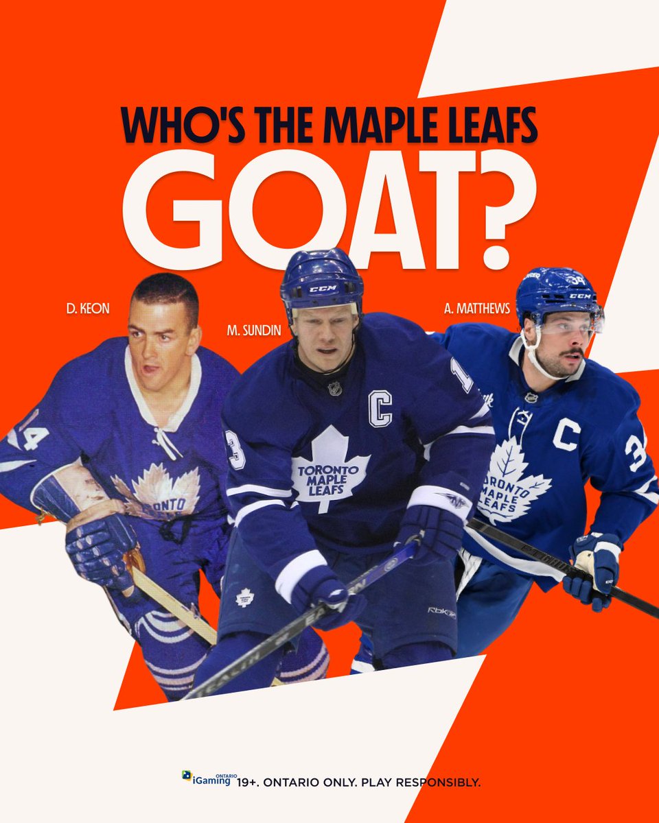 Betano_Canada's tweet image. 🐐 Leafs fans, let’s settle this once and for all.
 Sundin. Keon. Matthews.
 Who’s your Maple Leafs GOAT? 💙
 Comment your pick 👇 
#NHL #TorontoMapleLeafs