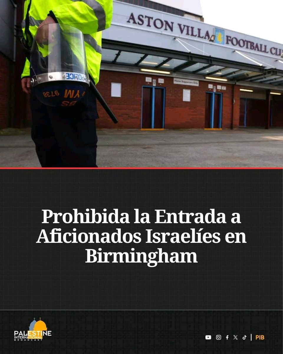 Los aficionados del club de fútbol israelí Maccabi Tel Aviv tienen prohibida la asistencia al partido de la Europa League contra el Aston Villa en el Reino Unido el próximo mes.
Gaza no se olvida, y la rendición de cuentas traspasa sus fronteras.
#PalestinaLibre