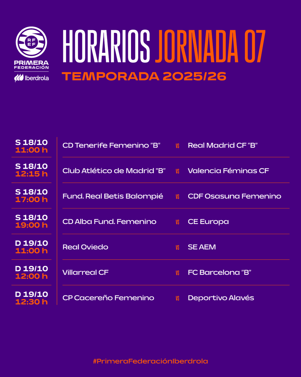 Horarios y partidos de la 7ª Jornada de la 1ª <a href="/rfef/">RFEF</a>