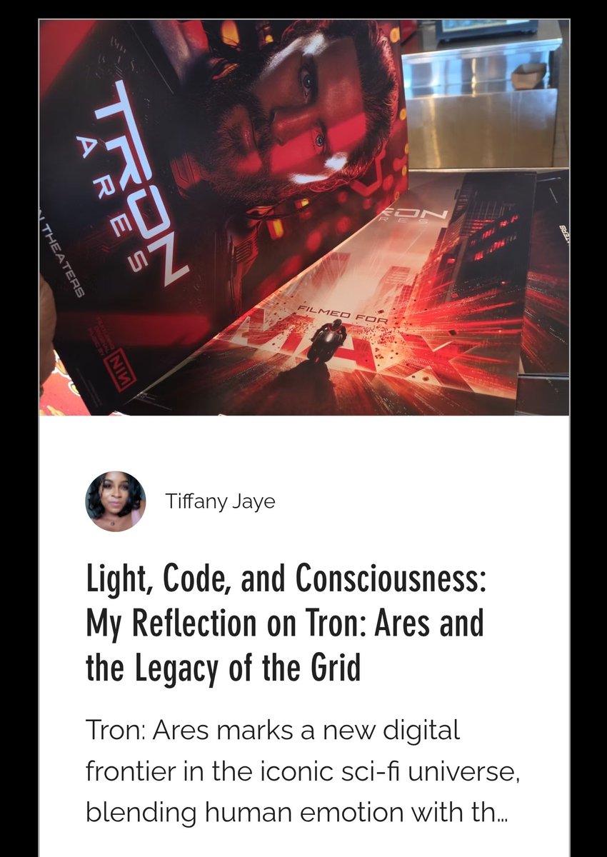 Step into the Grid with Tron: Ares, where humanity, technology, and spirit collide — a reflection on evolution through the lens of digital storytelling.
mstiffanyjaye.com/news