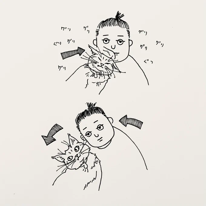 お返しのグリグリはさせてくれない猫 