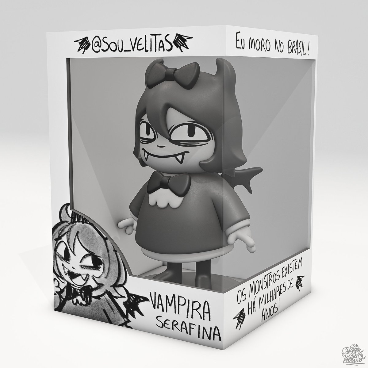 gabsverasto's tweet photo. Gostei tanto da personagem da @sou_velitas e queria muito saber como ficaria na forma de uma action figure, então fiz! Tenho muita vontade de ter uma bonequinha da Serafina na minha mesa, toda vez que eu olhasse para ela eu iria ouvir: "Boa noite seres humanos mortais". #b3d https://t.co/GMkmQueAHS