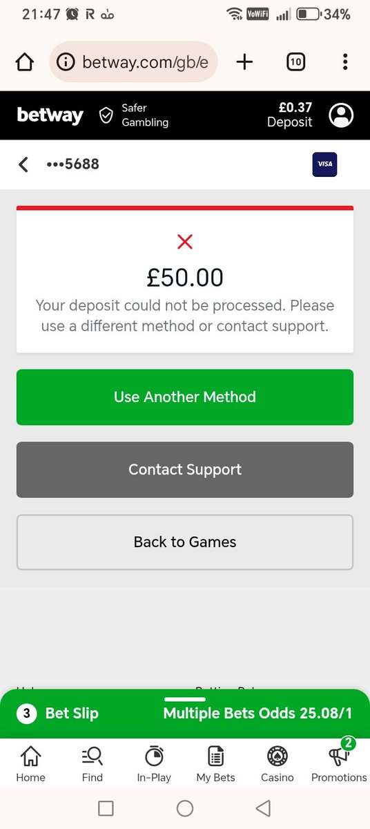 Spartaaa87's tweet photo. @betway I deposited £50 and it left my bank however betway says there was a problem? Why did my balance not reflect the £50 which was deducted from my bank? Some people would call this theft. https://t.co/Oq0tOjTk2b