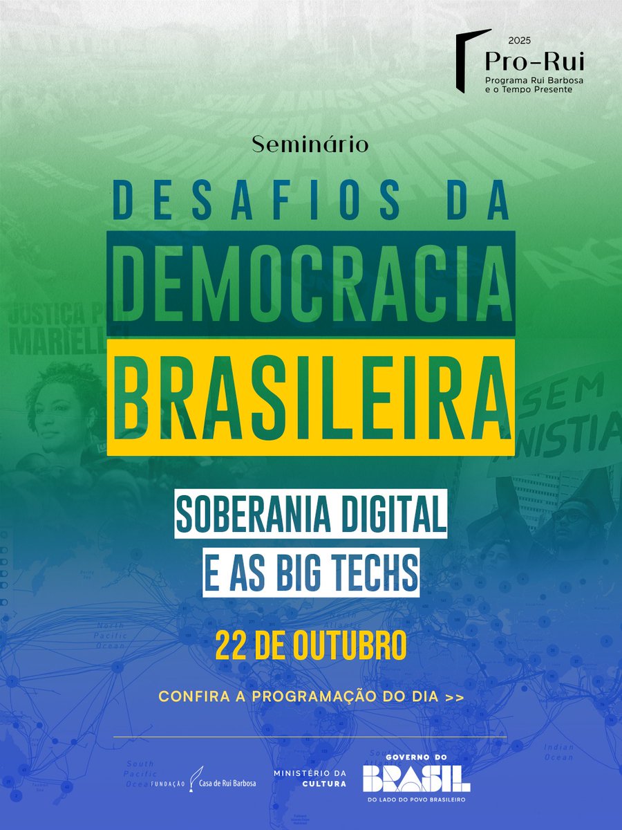 BlogRMoraes's tweet image. Divulgação. Síntese da Programação. 14 a 18 horas:
20/out - Guerra Cultural
21/out - BRICS e Nova Ordem Global
22/out - Soberania Digital e Big Techs
23/out - COP30 e Desenvolvimento Sustentável
24/out - Conferências de Encerramento.