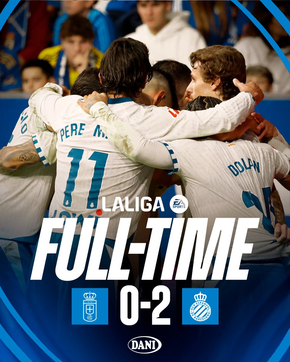 FINAL, FINAAAL!! +3!!
⚪️🔵 Seguim pericos!!!!!! 
#RealOviedoEspanyol #RCDE