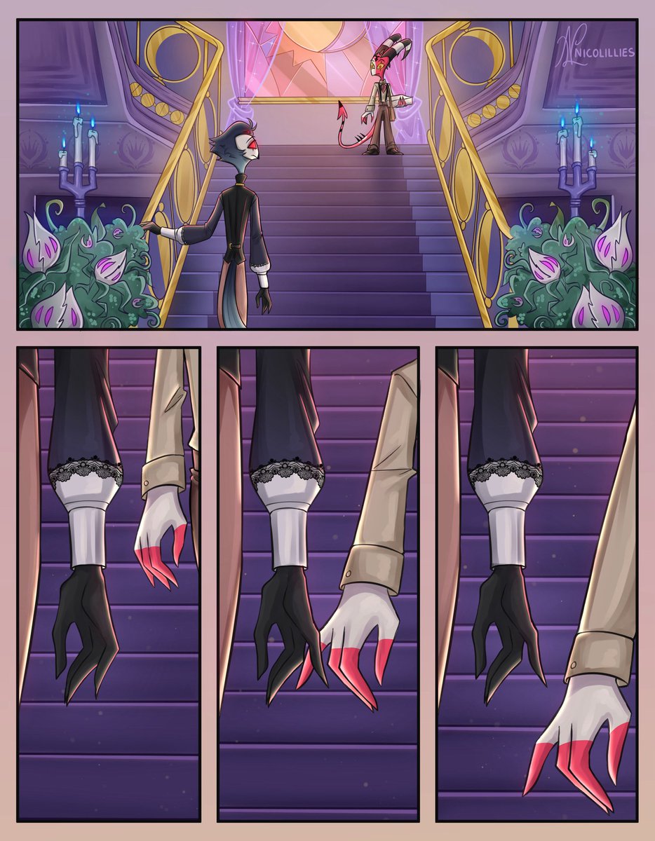 Halloween merch outfits have me yearning for a Bridgerton inspired hand touch scene with Stolitz and their height difference cannot stop me 🎩

#HelluvaBoss #HelluvaBossFanart