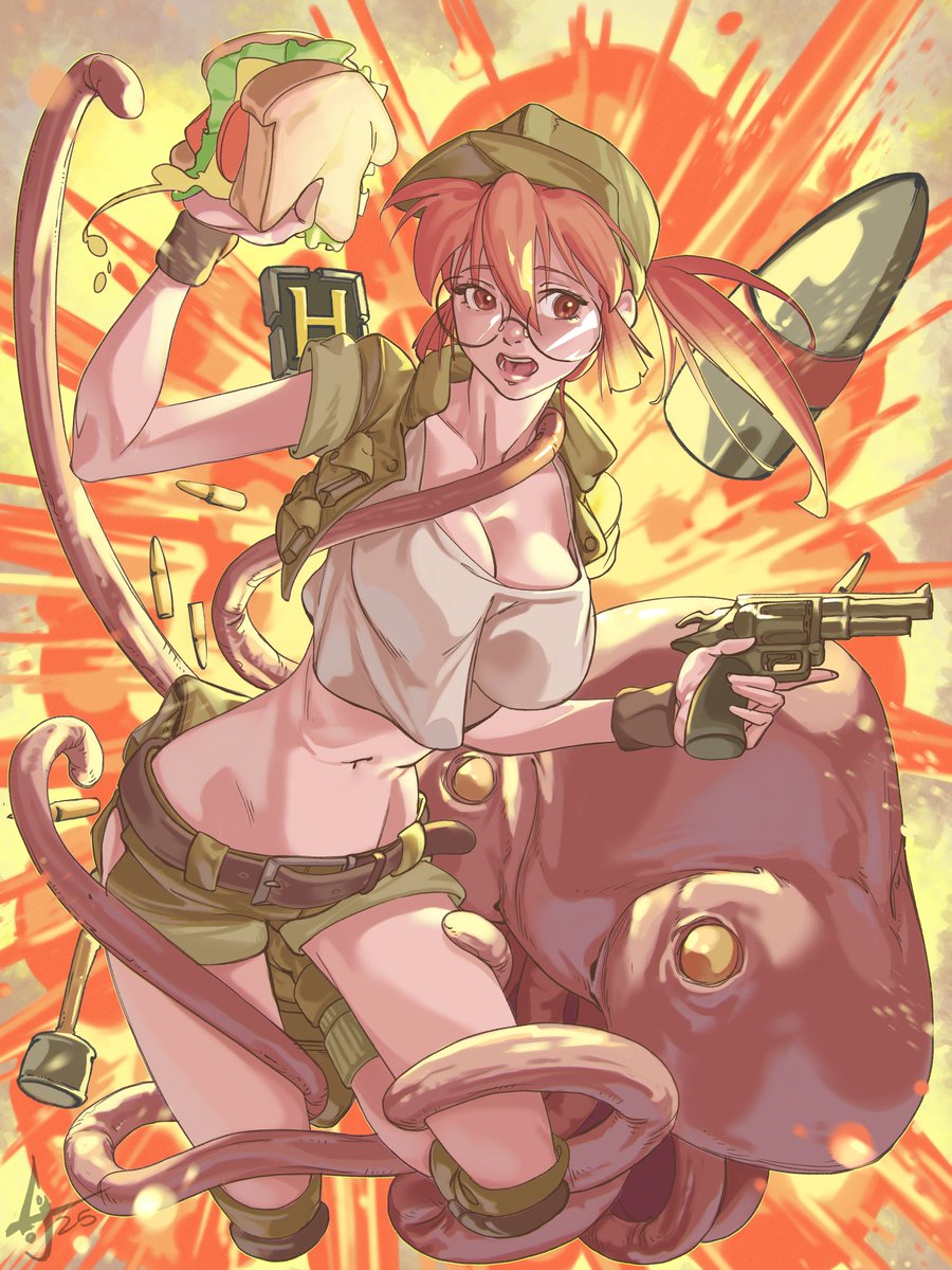 #arttrober2025 Day 15
Fio Germi From Metal Slug

Dont worry about the alien, it's just going after the Sandwich...

#art #metalslug