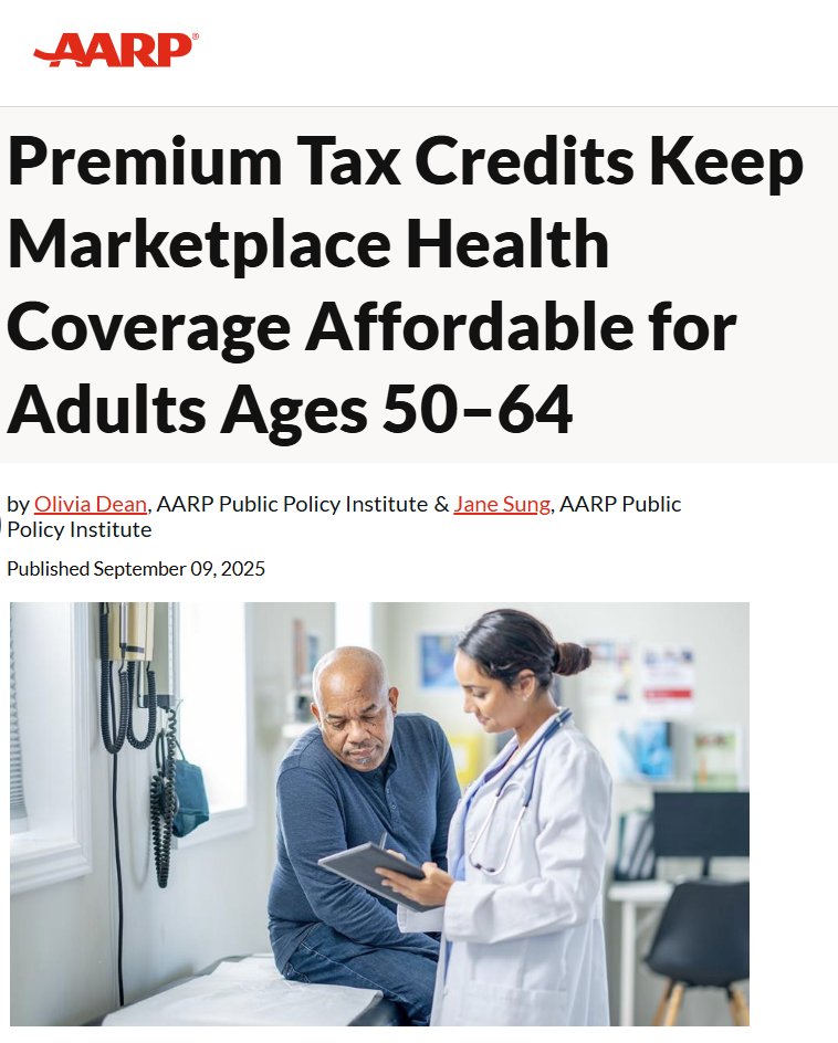 92% of older adults ages 50 to 64 enrolled in Marketplace coverage are projected to see higher premiums in 2026 if the enhanced premium tax credits are not extended. The ePTCs are set to expire at the end of this year.
aarp.org/pri/topics/hea…