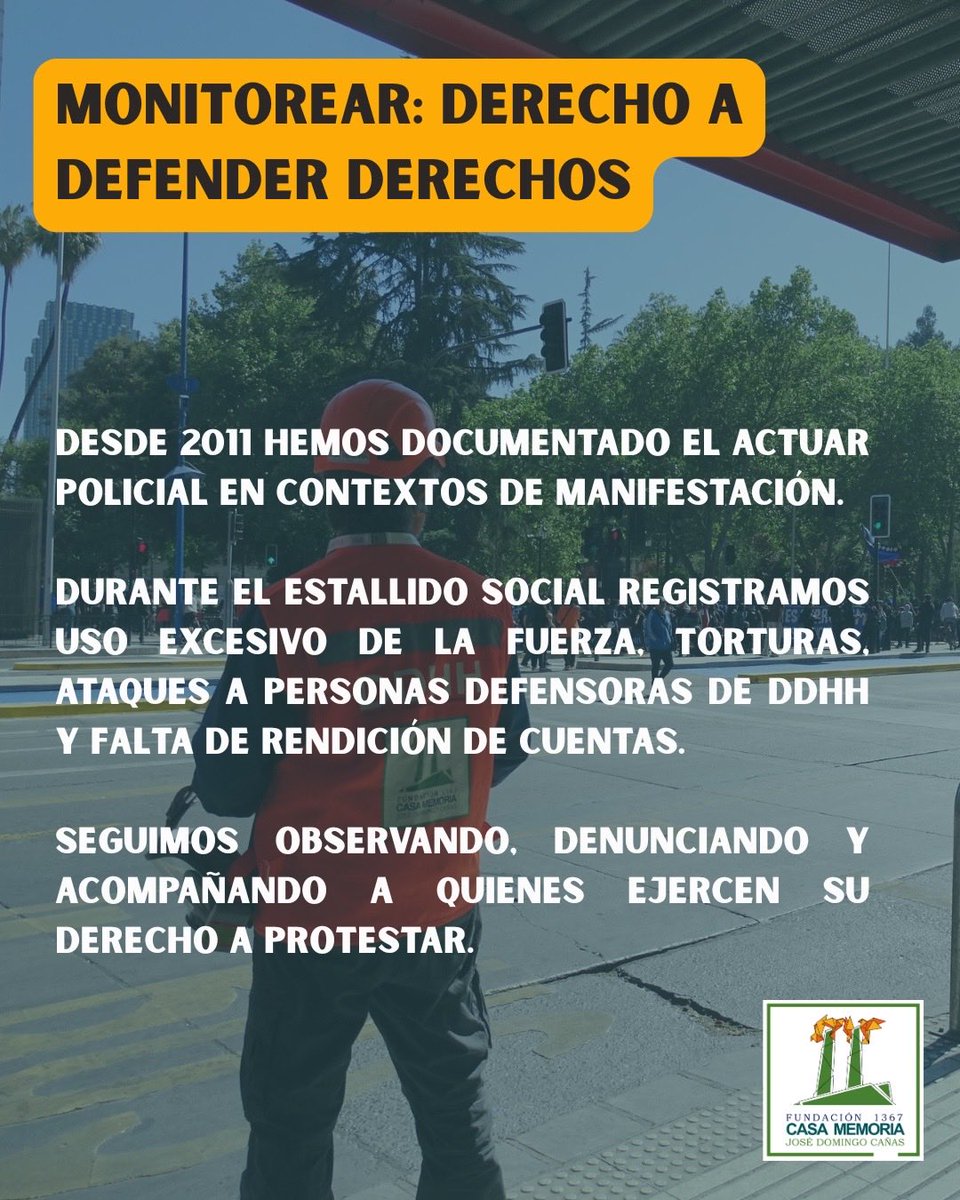 obsDDHHcl's tweet photo. A 6 años del #Estallido Social en Chile. Garantías de No Repetición, una promesa vacía. Por el derecho a defender derechos. Demandas que siguen vigentes. #ObservadoresDDHH #MemoriaYResistencia #CasaMemoriaJDC #18DeOctubre #Dignidad #DerechosSociales #MemoriaYProtestaSocial https://t.co/T1jMcJgXyd